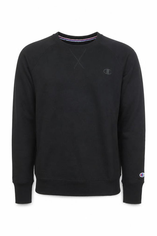 Front view of Champion Men's Black XS Crew Neck Pullover Sweatshirt