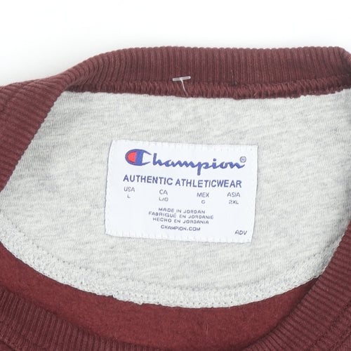 Champion Womens Burgundy Crew Neck Pullover Sweatshirt Size L