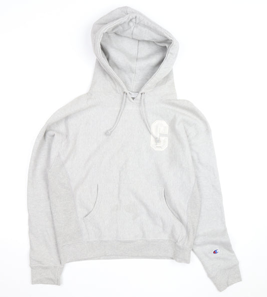Champion Mens Grey Pullover Hoodie L Reverse Weave Embroidered Logo