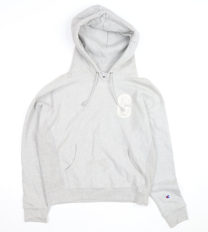 Champion Mens Grey Pullover Hoodie L Reverse Weave Embroidered Logo