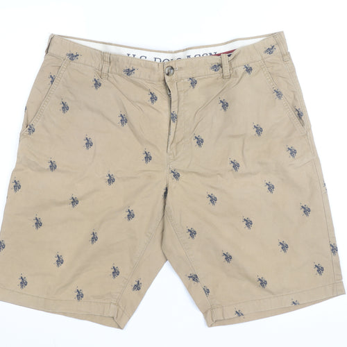 U.S. Polo Assn. Men's Beige Chino Shorts Size 36 Embroidered Polo Logo