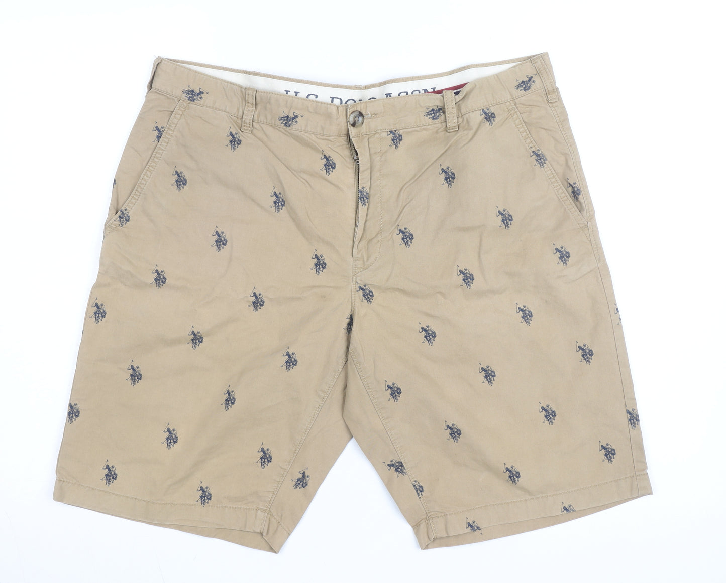 U.S. Polo Assn. Men's Beige Chino Shorts Size 36 Embroidered Polo Logo