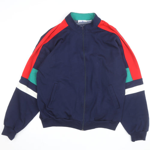 Trader Bay Men's Multicoloured Full Zip Sweatshirt L Retro 90s Style
