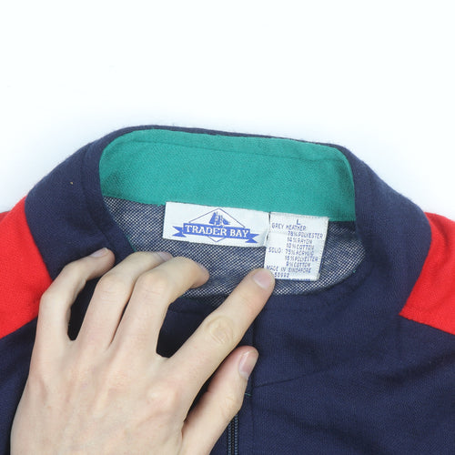 Trader Bay Men's Multicoloured Full Zip Sweatshirt L Retro 90s Style