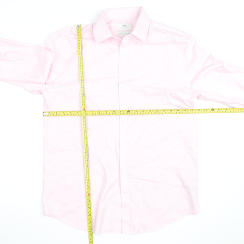 Marks and Spencer Men's Pink Regular Fit Long Sleeve Cotton Shirt Size 16