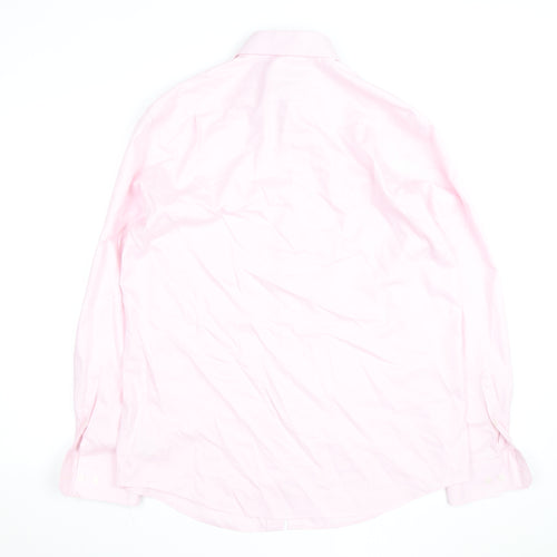Marks and Spencer Men's Pink Regular Fit Long Sleeve Cotton Shirt Size 16