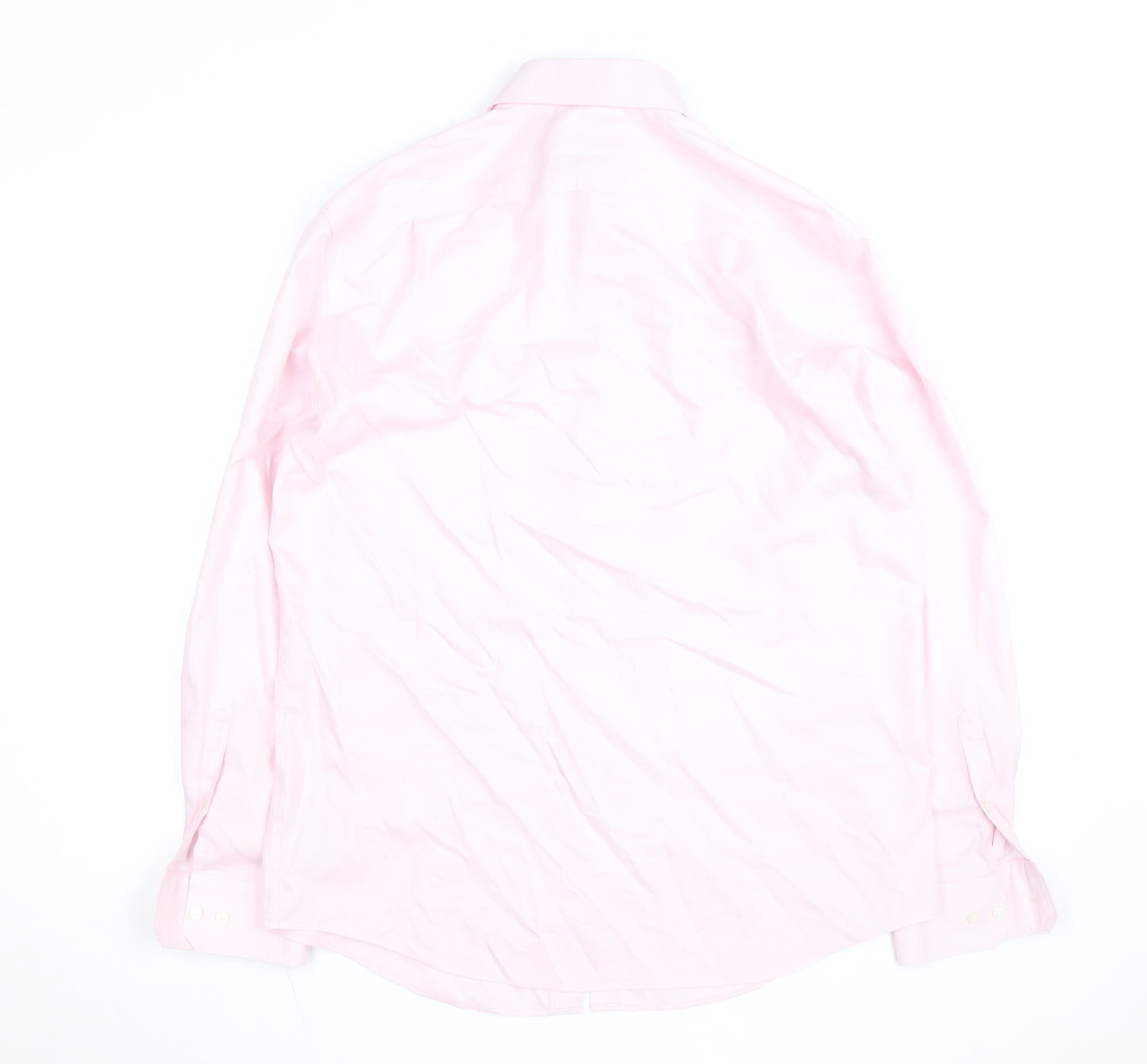 Marks and Spencer Men's Pink Regular Fit Long Sleeve Cotton Shirt Size 16