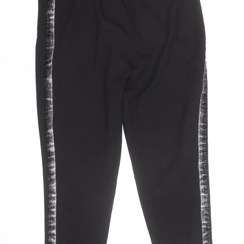 Oasis Women Black Size 8 Tapered Sequin Trim Trousers