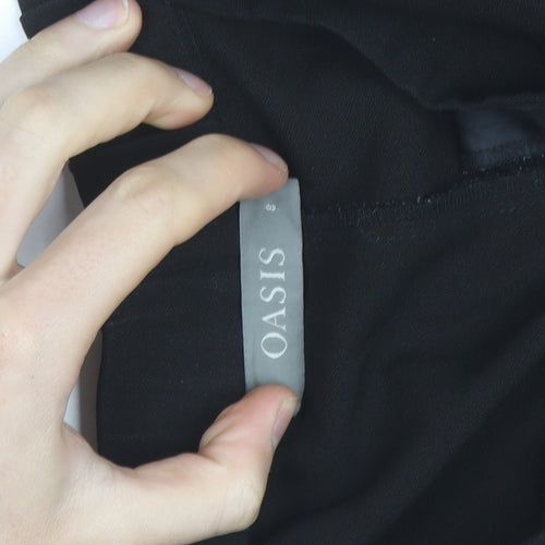 Oasis Women Black Size 8 Tapered Sequin Trim Trousers