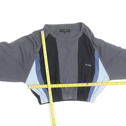 Ted Baker Women's Grey Colourblock Cropped Long Sleeve Top Size 14