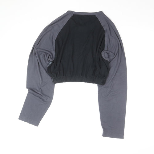 Ted Baker Women's Grey Colourblock Cropped Long Sleeve Top Size 14