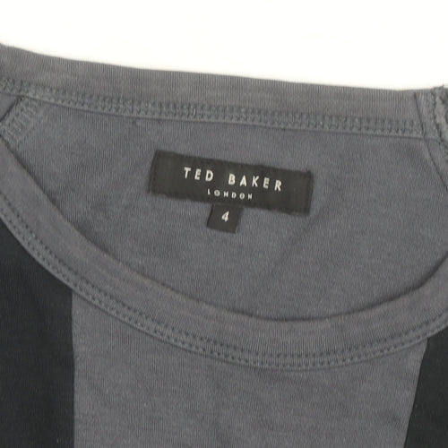 Ted Baker Women's Grey Colourblock Cropped Long Sleeve Top Size 14