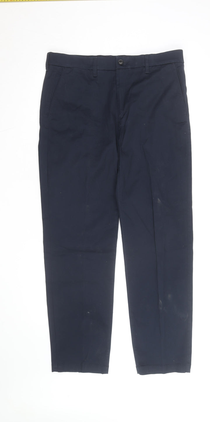 Marks and Spencer Men's Blue Chino Trousers 36W 31L Regular Fit