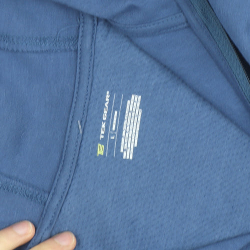 Tek Gear Men's Blue Full Zip Hoodie Size L Lightweight Cotton Blend