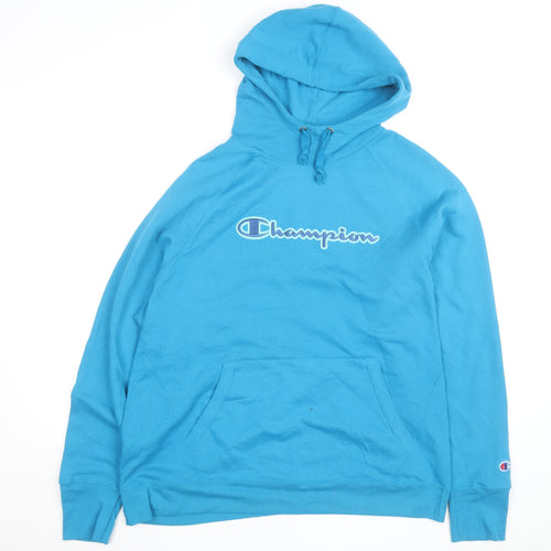 Champion Men’s Blue Pullover Hoodie 2XL Logo Fleece Sweatshirt