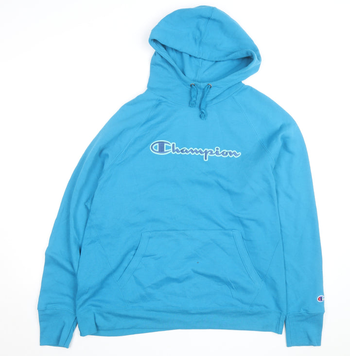 Champion Men’s Blue Pullover Hoodie 2XL Logo Fleece Sweatshirt