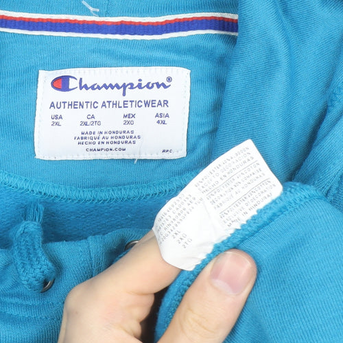 Champion Men’s Blue Pullover Hoodie 2XL Logo Fleece Sweatshirt