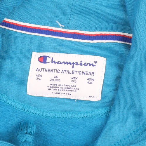Champion Men’s Blue Pullover Hoodie 2XL Logo Fleece Sweatshirt