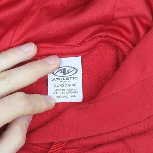 Athletic Works Men's Red Pullover Hoodie XL Fleece Cotton Blend