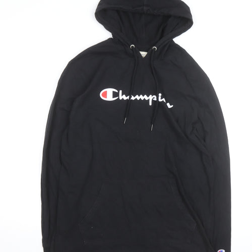 Champion Men’s Black Pullover Hoodie Medium Cotton Logo Sportswear