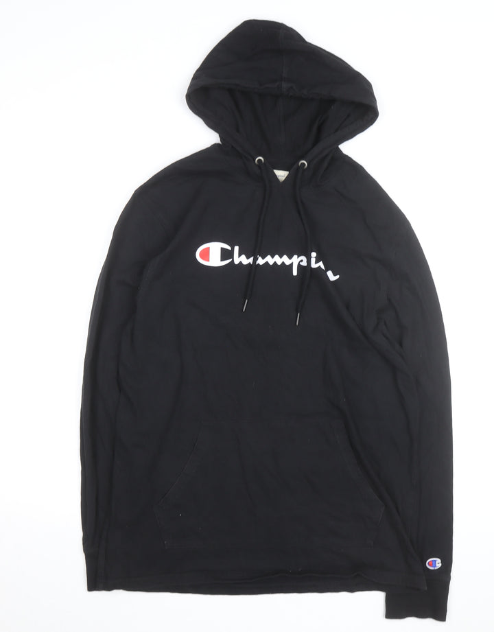 Champion Men’s Black Pullover Hoodie Medium Cotton Logo Sportswear