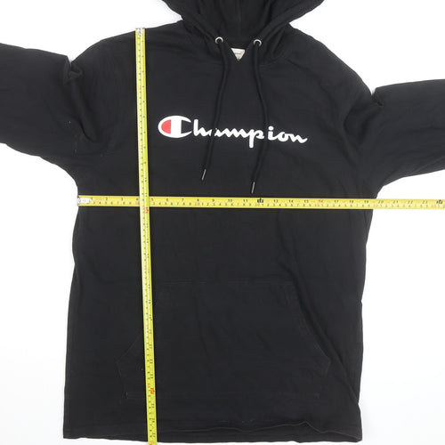 Champion Men’s Black Pullover Hoodie Medium Cotton Logo Sportswear