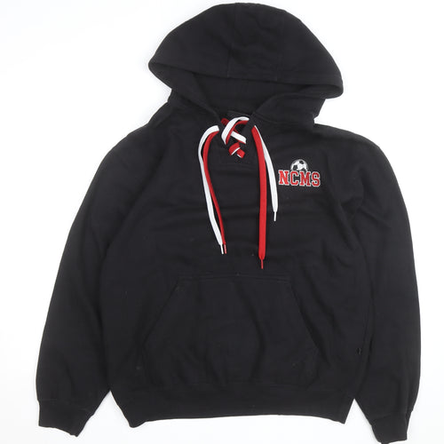 Pennant Men's Black M Pullover Hoodie with Red Lace Detail