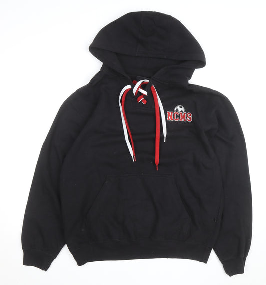 Pennant Men's Black M Pullover Hoodie with Red Lace Detail