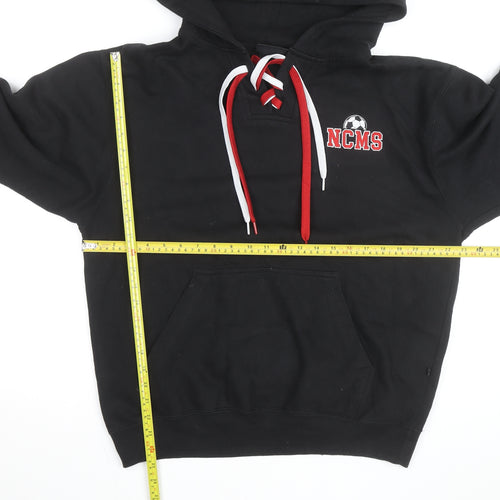 Pennant Men's Black M Pullover Hoodie with Red Lace Detail