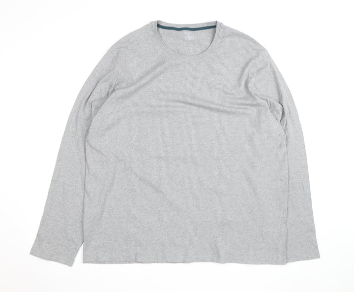 Marks and Spencer Men's Grey 2XL Long Sleeve Pyjama Top