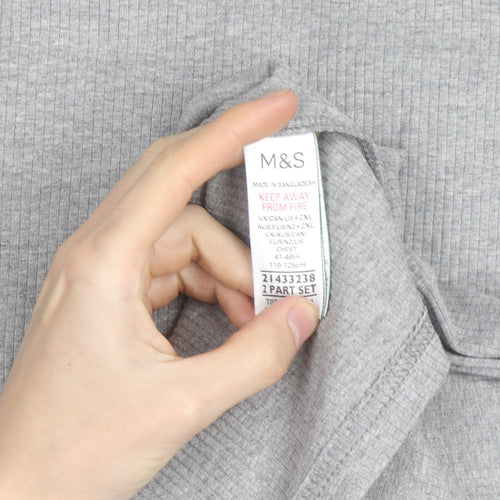 Marks and Spencer Men's Grey 2XL Long Sleeve Pyjama Top