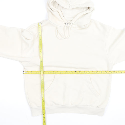 Monki Unisex Ivory Pullover Hoodie XS Fleece Cotton Blend