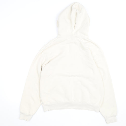 Monki Unisex Ivory Pullover Hoodie XS Fleece Cotton Blend