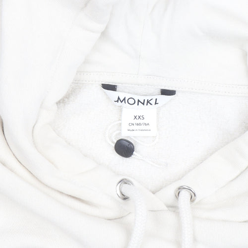 Monki Unisex Ivory Pullover Hoodie XS Fleece Cotton Blend