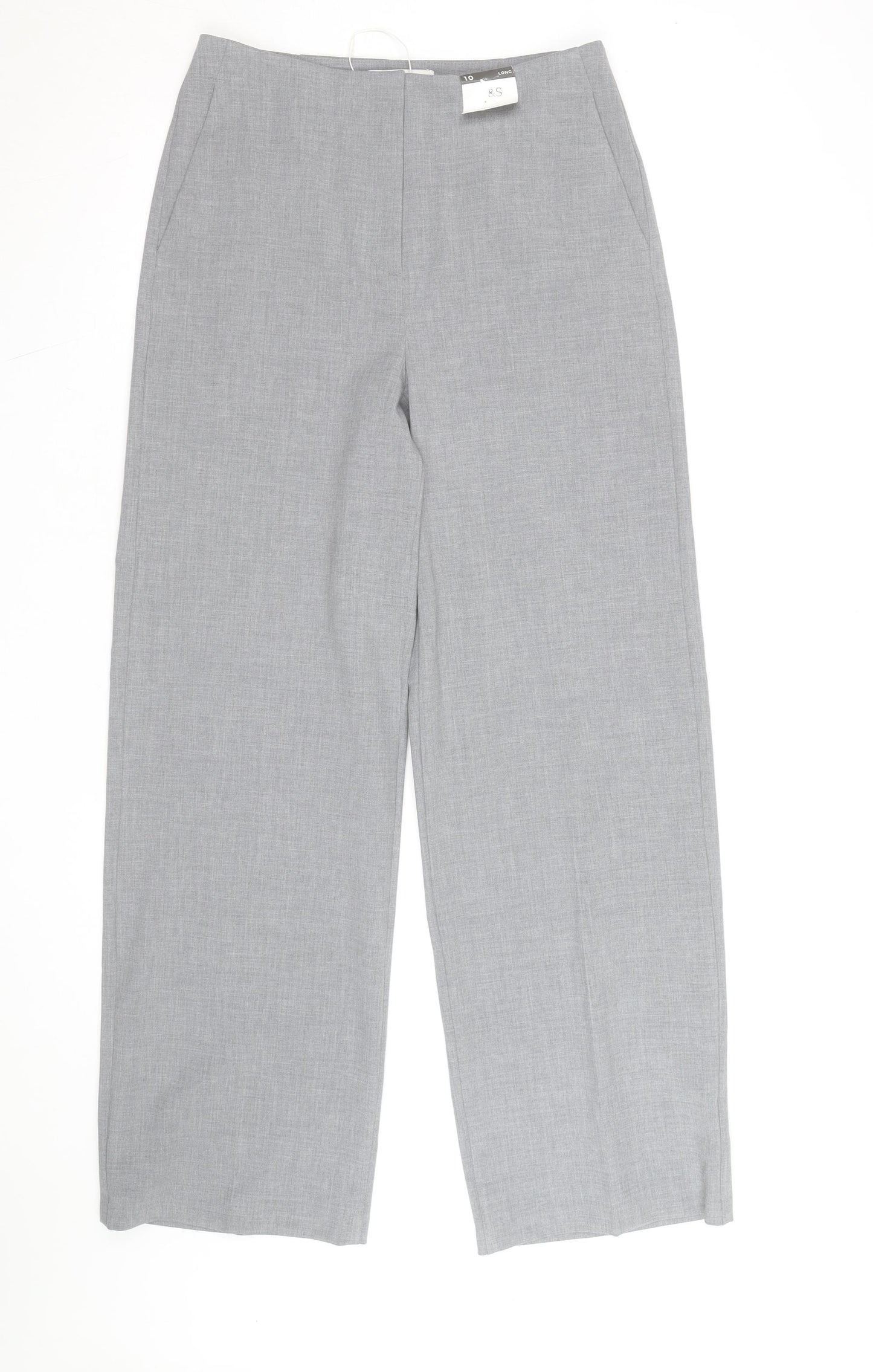 Marks and Spencer Women’s Grey Wide-Leg Dress Pants Size 10 Long