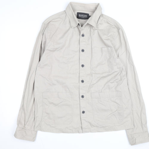 Burton Menswear London Men’s Beige Cotton Twill Button-Up Shirt L