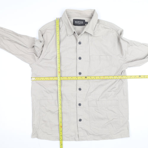 Burton Menswear London Men’s Beige Cotton Twill Button-Up Shirt L