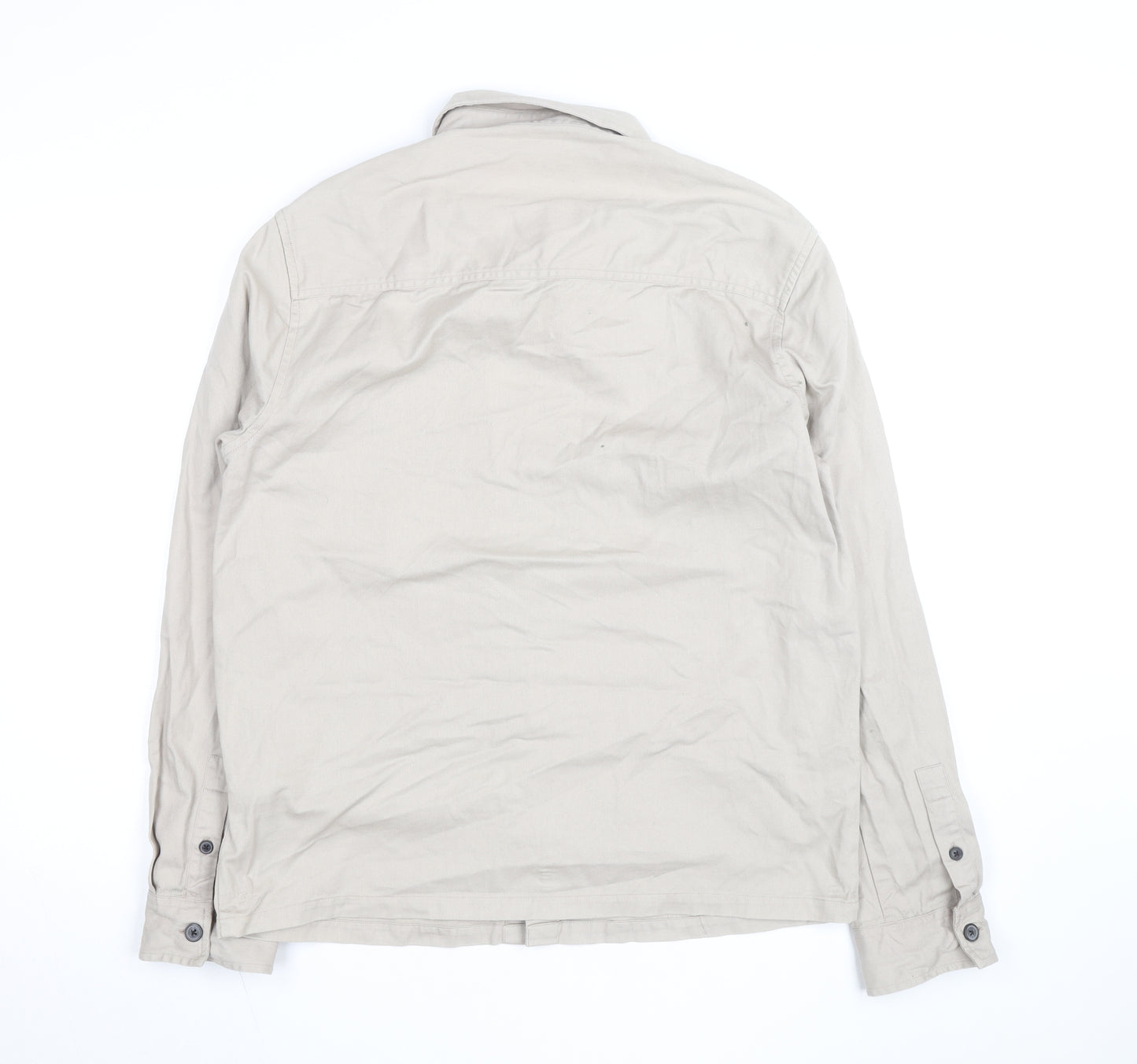 Burton Menswear London Men’s Beige Cotton Twill Button-Up Shirt L