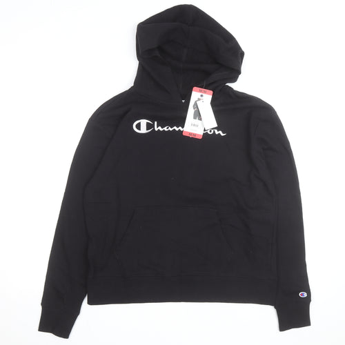 Champion Men's Black Medium Pullover Hoodie with Logo Front