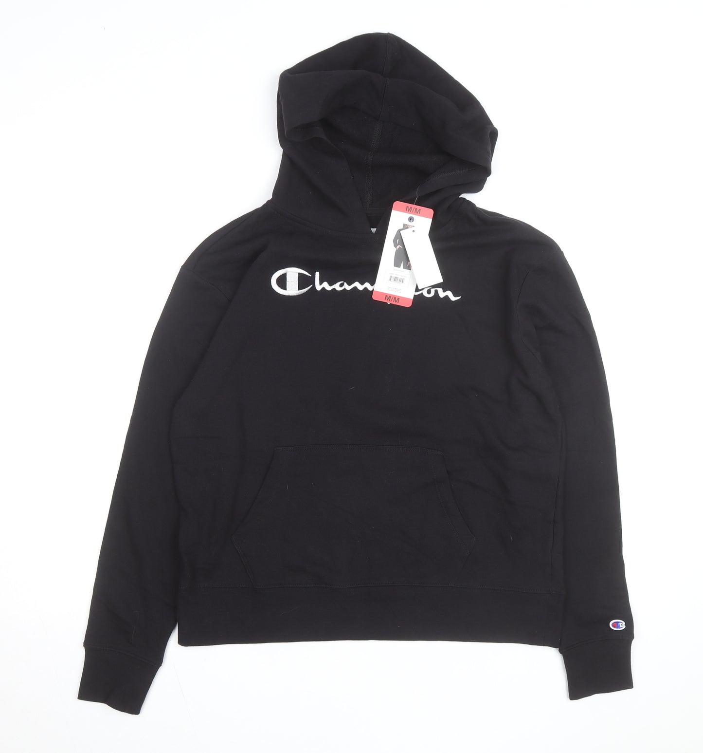 Champion Men's Black Medium Pullover Hoodie with Logo Front