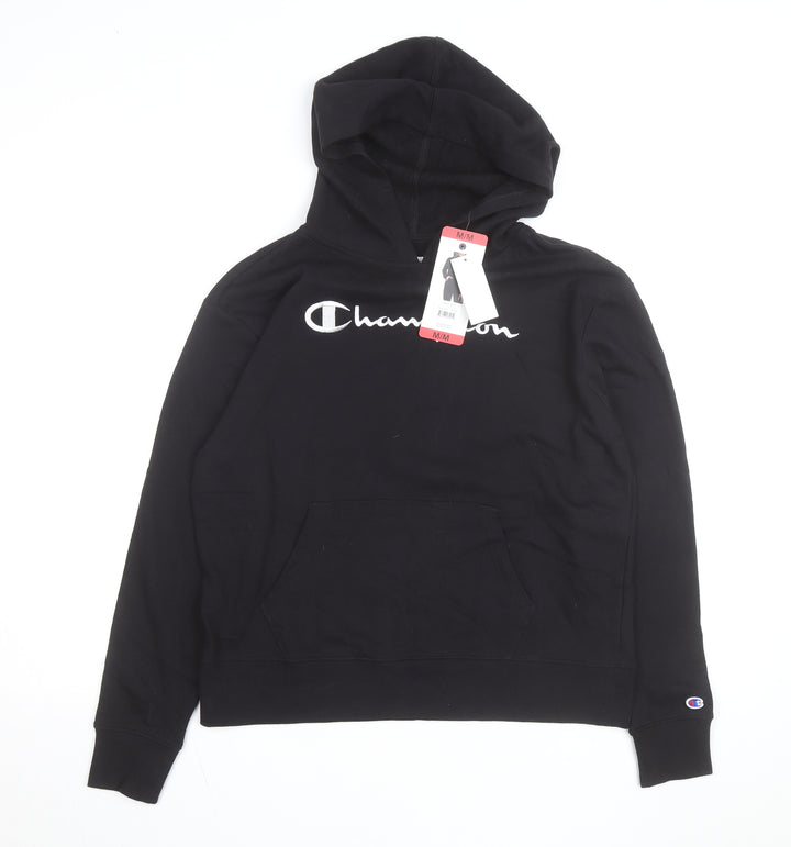 Champion Men's Black Medium Pullover Hoodie with Logo Front