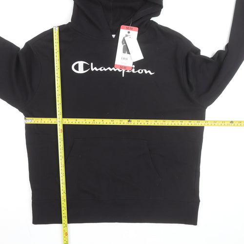 Champion Men's Black Medium Pullover Hoodie with Logo Front