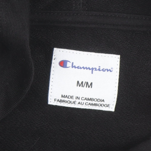 Champion Men's Black Medium Pullover Hoodie with Logo Front