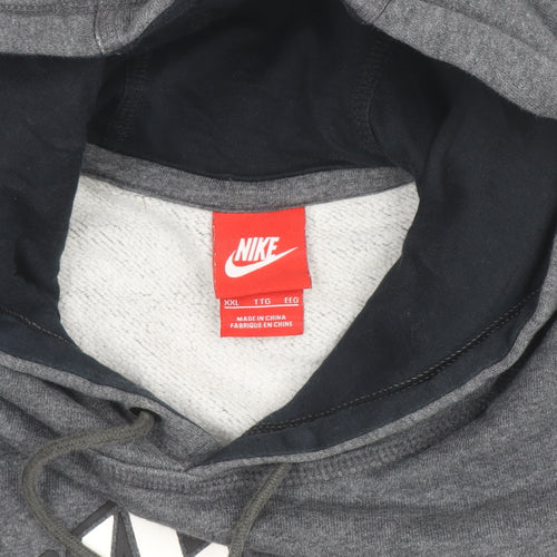 Nike Men’s Grey 2XL Pullover Hoodie Fleece Sportswear
