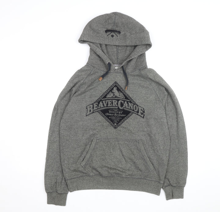 Beaver Canoe Men's Grey Pullover Hoodie Medium Fleece Logo Outdoor