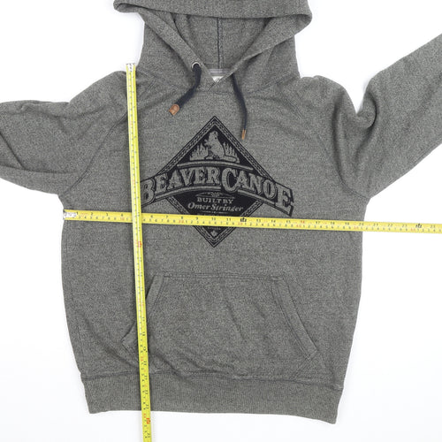 Beaver Canoe Men's Grey Pullover Hoodie Medium Fleece Logo Outdoor