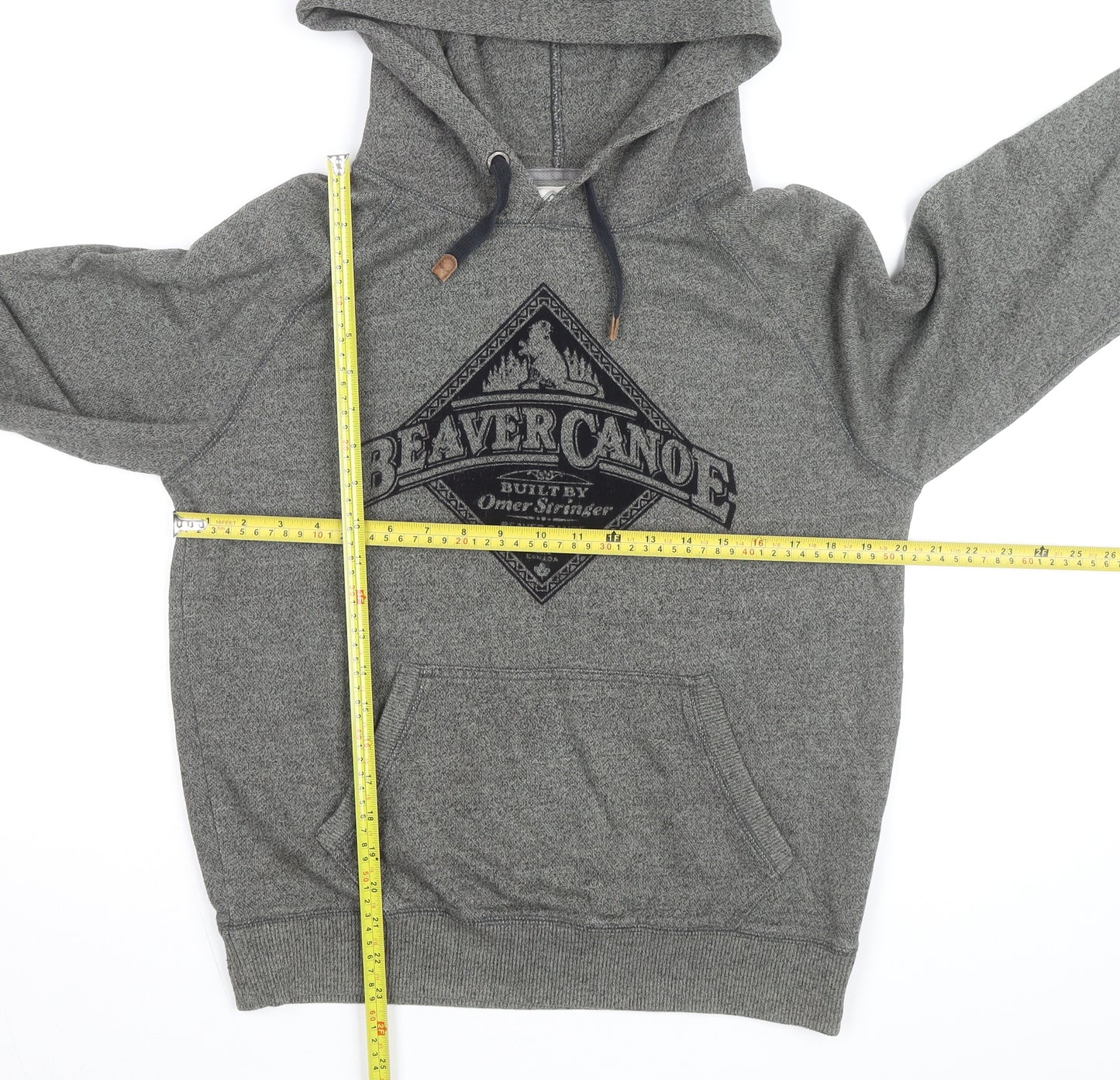 Beaver Canoe Men's Grey Pullover Hoodie Medium Fleece Logo Outdoor