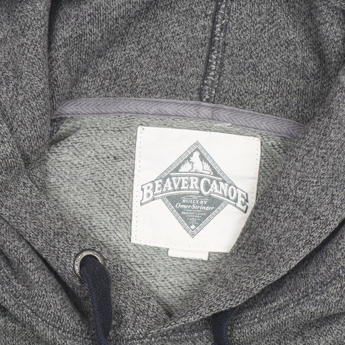 Beaver Canoe Men's Grey Pullover Hoodie Medium Fleece Logo Outdoor