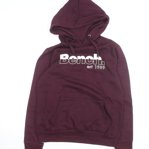 Bench Men's Purple Pullover Hoodie M Regular Fit Logo Fleece