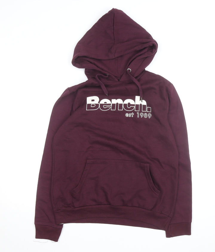 Bench Men's Purple Pullover Hoodie M Regular Fit Logo Fleece